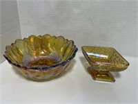 2 Carnival Glass Dishes