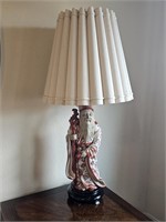 Mid Century Chinese Scholar Figural Porcelain Lamp