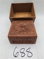 Wooden Hand Carved Box, Dovetailed Box