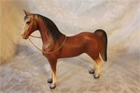 VTG LARGE BROWN HORSE WITH GOLD REINS (AS IS)