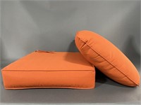 Two Large Orange Patio Cushions