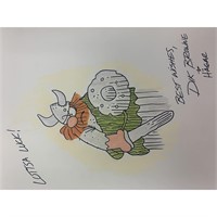 Hagar Sketch Signed by Dik Browne. GFA Authenticat