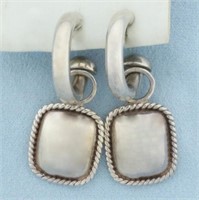 Dangle Tube Hoop Earrings in Sterling Silver