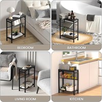 Small End Table for Small Space, 3-Tier Narrow