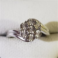 $140 Silver 7 Diamond Ring