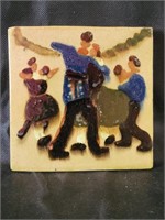 VTG Dancing Couples Pottery Tile