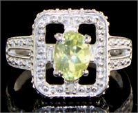 Natural 1.21 ct Lemon Quartz & Diamond Ring