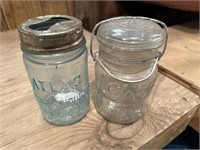 blue pint atlas jar and Drey brand pint jar