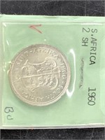 1960 South African silver 2 schilling coin conditi