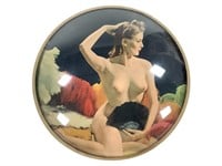 6" Dia. Bubble Glass Color Image of Nude w Fan