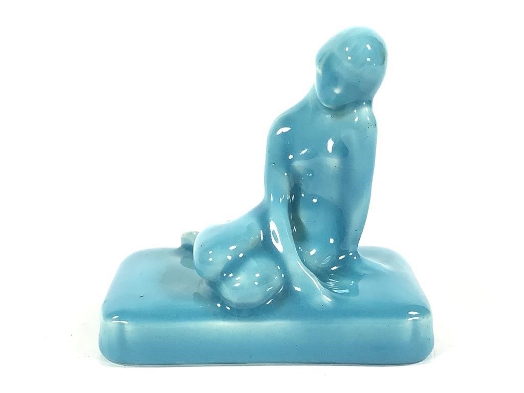 1928 Rookwood Blue Nude Signed Paperweight