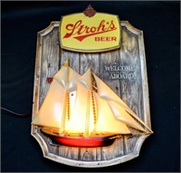 VINTAGE STROH'S BEER ADVERTSING LIGHT UP SIGN Boat