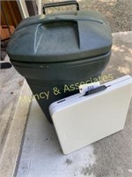 Lifetime Folding Table and Trash Can