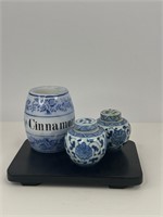 Vintage German Blue Onion Spice Jars