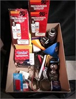 Car Care accessories, wheel chocks, two boxes of