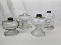 Four Antique Finger Oil Lamp Bases