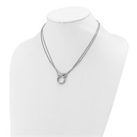 Sterling Silver-Rh-plat 2-strand Beads/Circle Neck