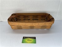 Longaberger Low wide basket with green Stripes
