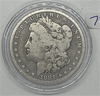 1881 O Morgan Silver Dollar