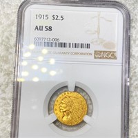 1915 $2.50 Gold Quarter Eagle NGC - AU58