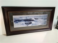 Framed Lighthouse Seascape Wall Hanging 48x26"
