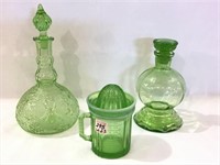 Lot of 3 Green Depression Pieces Including