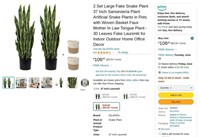 B3427  Artificial Snake Plant Set, 37" with Basket
