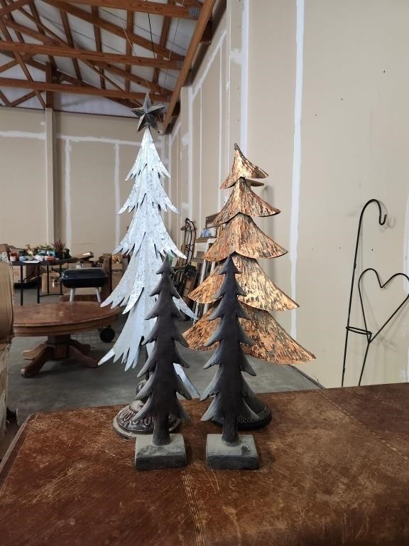 (4) Decorative Metal Christmas Trees