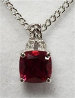 10K White Gold 1.20 Ct. Ruby & Diamond Necklace
