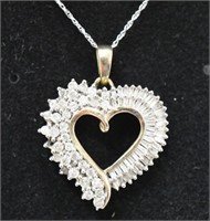 10K White Gold Large Diamond Heart Necklace