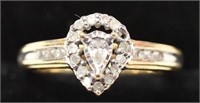 10K White Gold Pear Cut Diamond Estate Ring