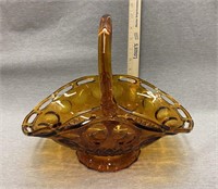 Vintage Amber Glass Basket