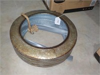 Metal tire hanging planter