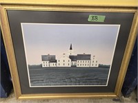 Large frame print of a colonial Church 33 x 28