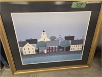 Large framed print of a colonial Town 33 x28