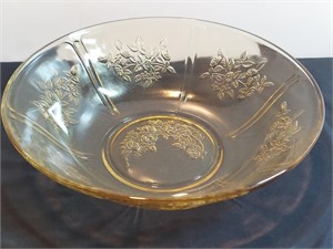 Federal Glass Amber Sharon Cabbage Rose Pattern