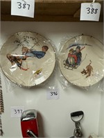 Pair of Vintage Norman Rockwell Plates with Boxes