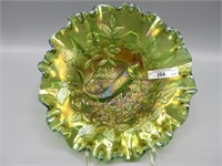 Millersburg 8" radium green Big Fish 3-1 edge bowl