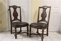 2x Wood w/Studded Leather Seats- Project Chairs