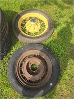 OLD AUTOMOBILE TIRES AND RIMS