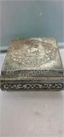 Vintage decorative tin storage box, made in