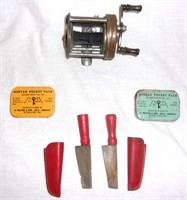 Vintage fishing stuff w/ hook sharpeners.