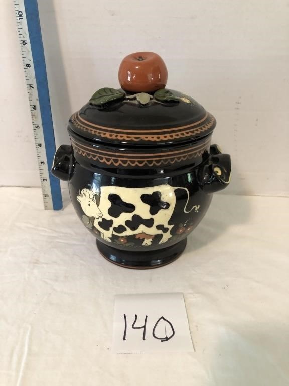 Cooke jar with cow on it