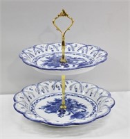 2 Tier Porcelain Reticulated Cake Stand