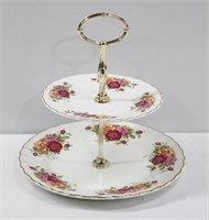 Ironstone Myott Rose Garden 2 Tier Cake Plates