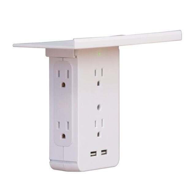 Sharper Image Socket Shelf Cordless Wall 6-Outlet