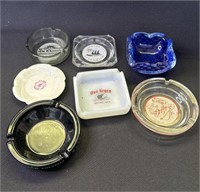 7 vintage glass ashtrays