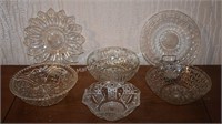 (K1) 4 Glass Serving Bowls & 2 Cake Plates