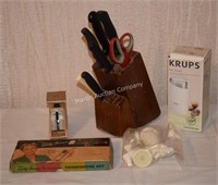 (K) Knife Block, Coffee Grinder, Scale, Thermometr