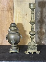 VINTAGE RUSSIAN TEAPOT LAMP & CANDLESTICK LAMP